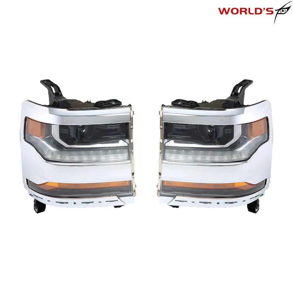 Set of 2 Headlights for Chevy Silverado 1500 (2016–2018) HID/Xenon LED DRL