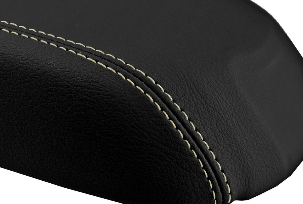 Leather Console Lid Armrest Cover for Ford Taurus (2010–2019) Beige Stitch