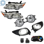 Front Headlights Chrome + Fog Lights Switch w/Cover for Toyota Camry (2010–2011)