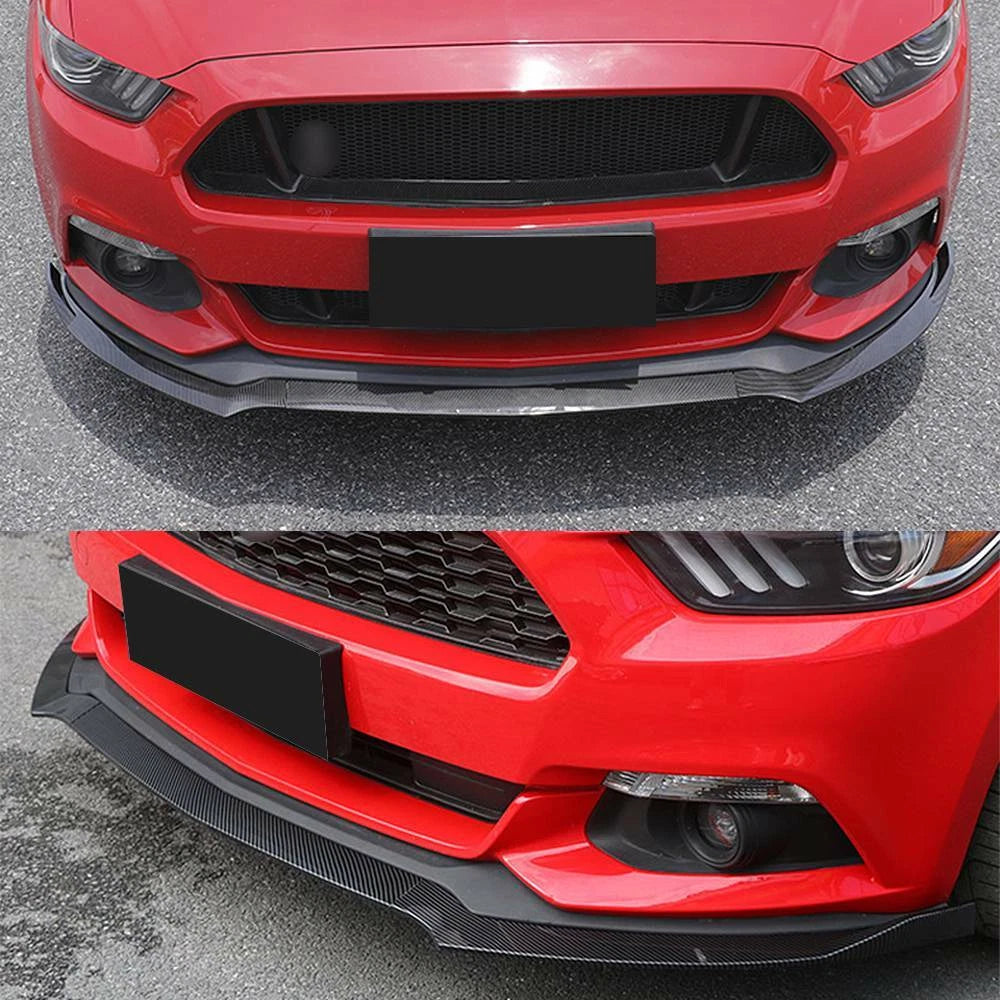 3X Carbon Fiber Look Front Bumper Lip Spoiler for Ford Mustang (2015–2017)