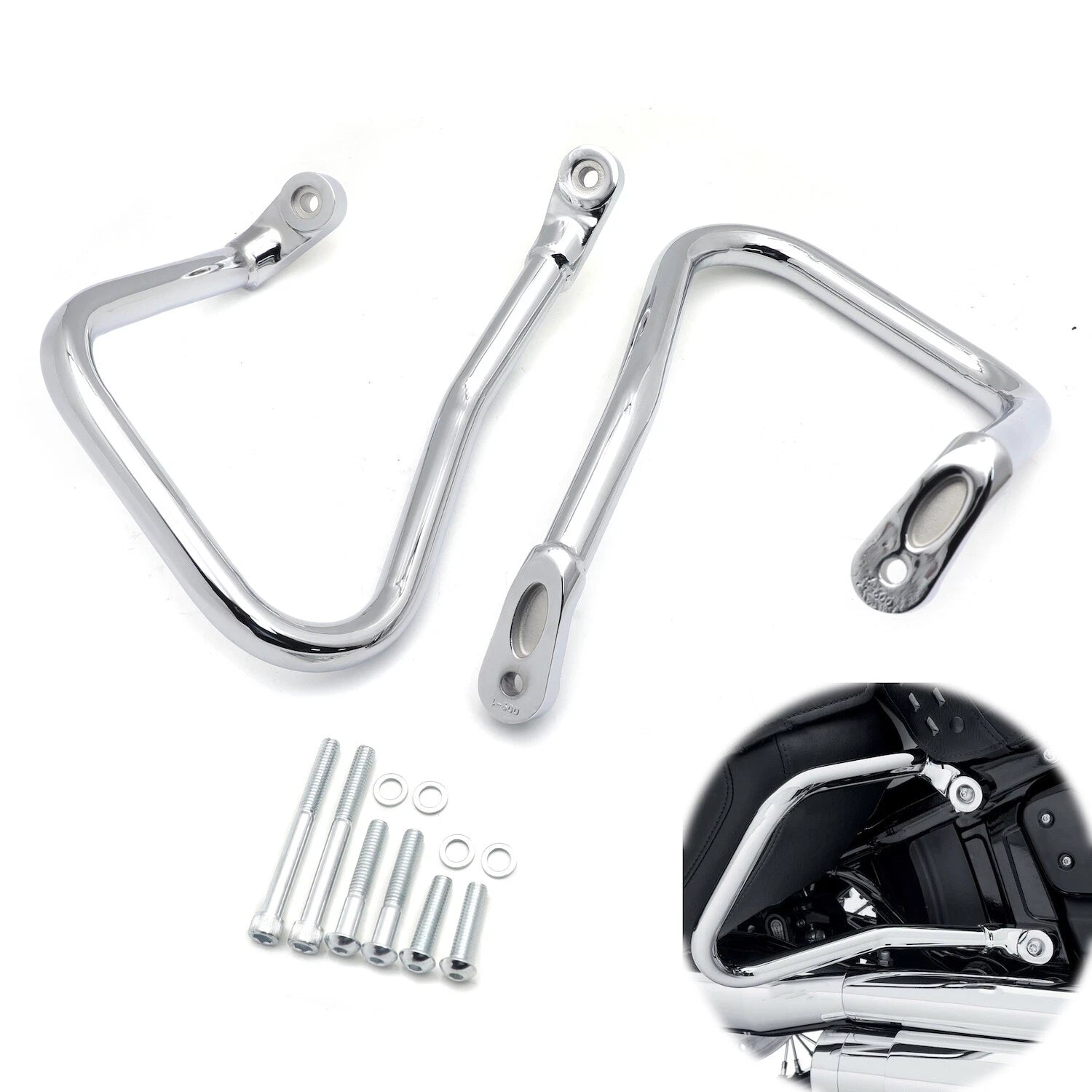 Chrome Rear Bolt-on Saddlebag Guard Crash Bar for Harley Softail FLHC (2018–2023)