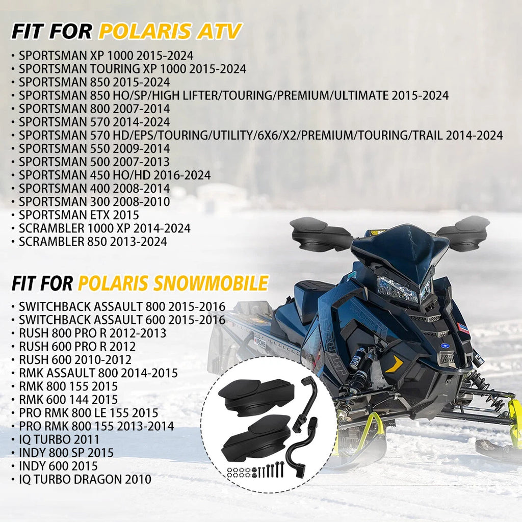 Black Hand Wind Guards & Bracket Mount for Polaris Sportsman 570 800 850 XP 1000