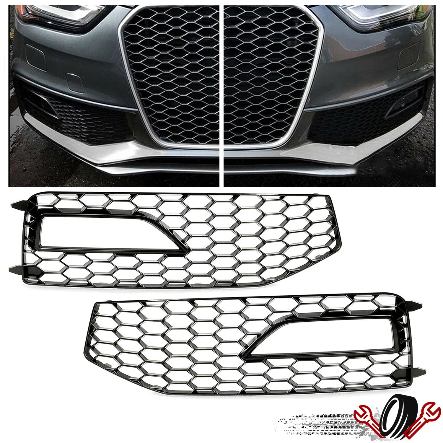 RS4 Style Fog Light Grill Cover for Audi A4 (2013–2016)