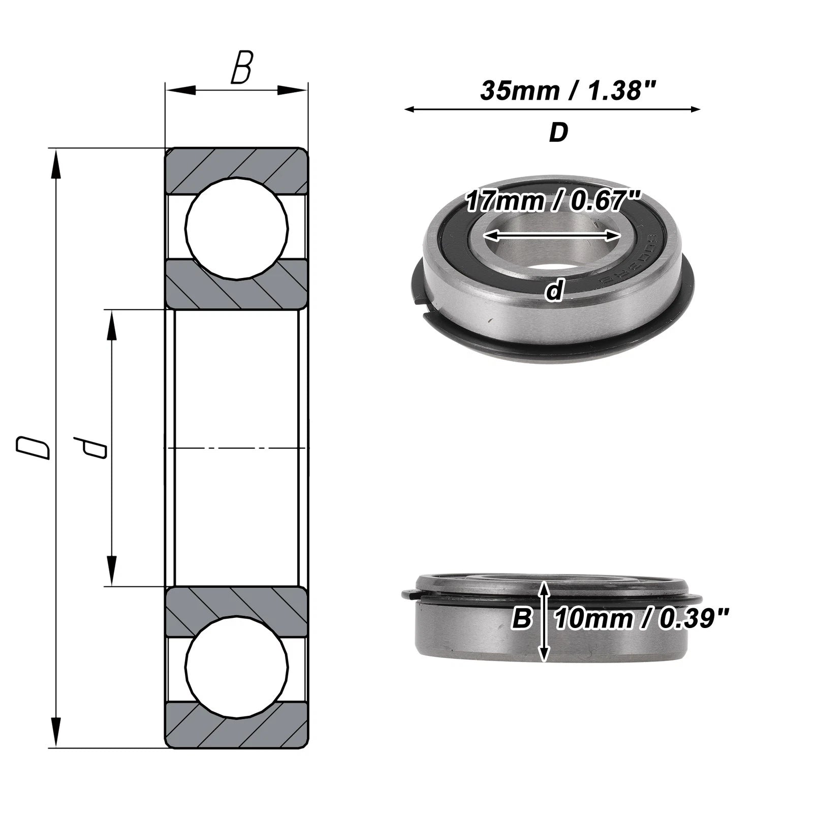 6003NR2RS Deep Groove Ball Bearings for Scooter Skateboard Wheel (17x35x10mm)