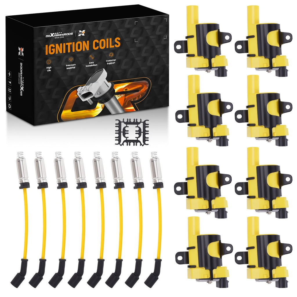Set of 8 Ignition Coils & Spark Plug Wires for GMC Chevy Silverado 1500 (2007–2013)