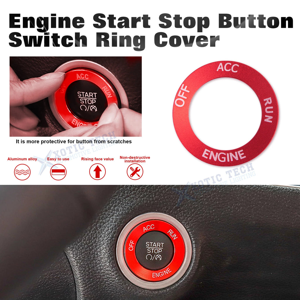 Red Engine Start Stop Button Switch Ring Cover Trim for Dodge Charger (2010-2022)