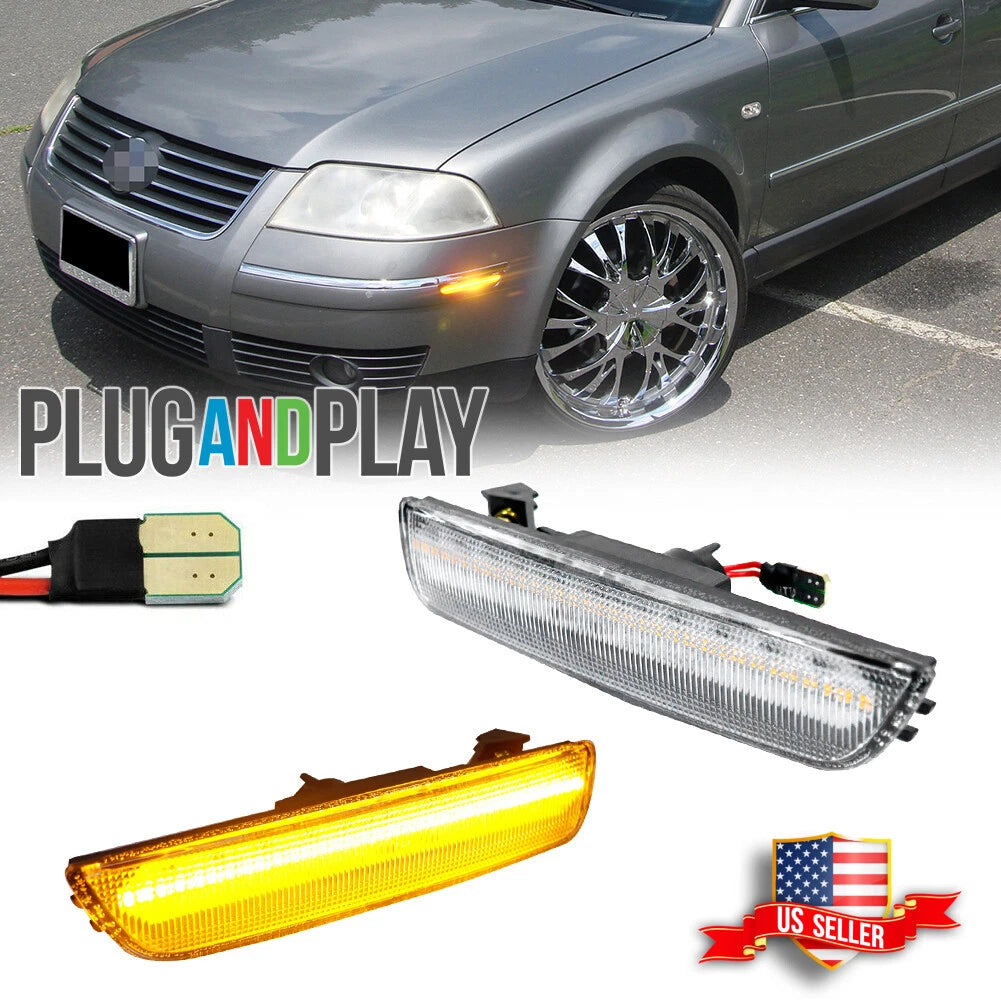 Clear Lens Amber LED Side Marker Lights for VW Passat B5.5 (2001–2005)