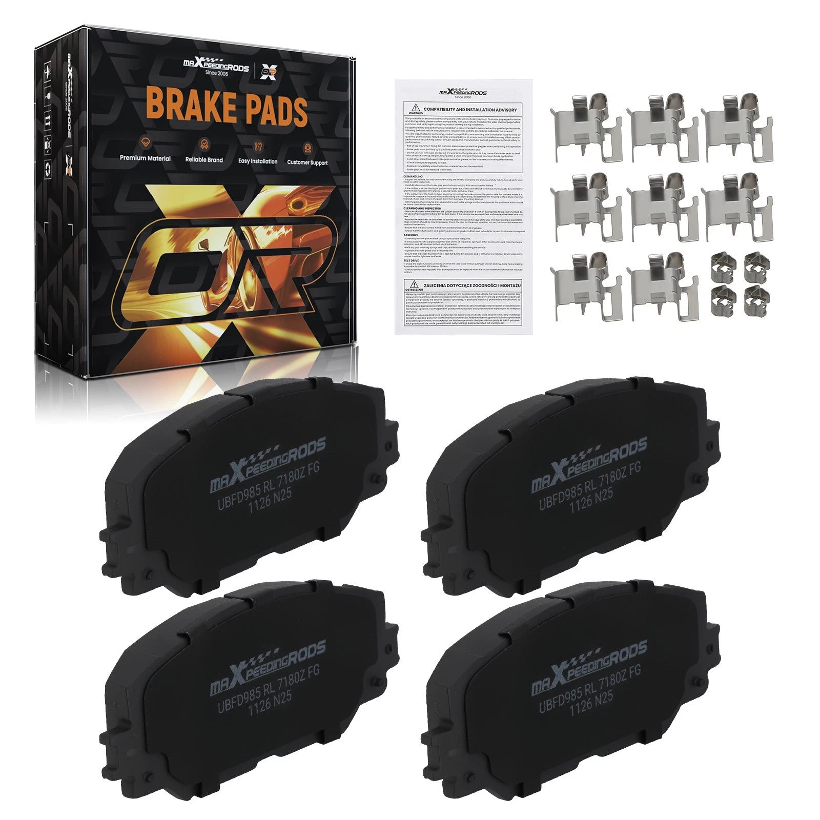 Front Ceramic Brake Pads Set of 4 for Lexus HS250h (2010–2012) / Pontiac Vibe (2009–2010)
