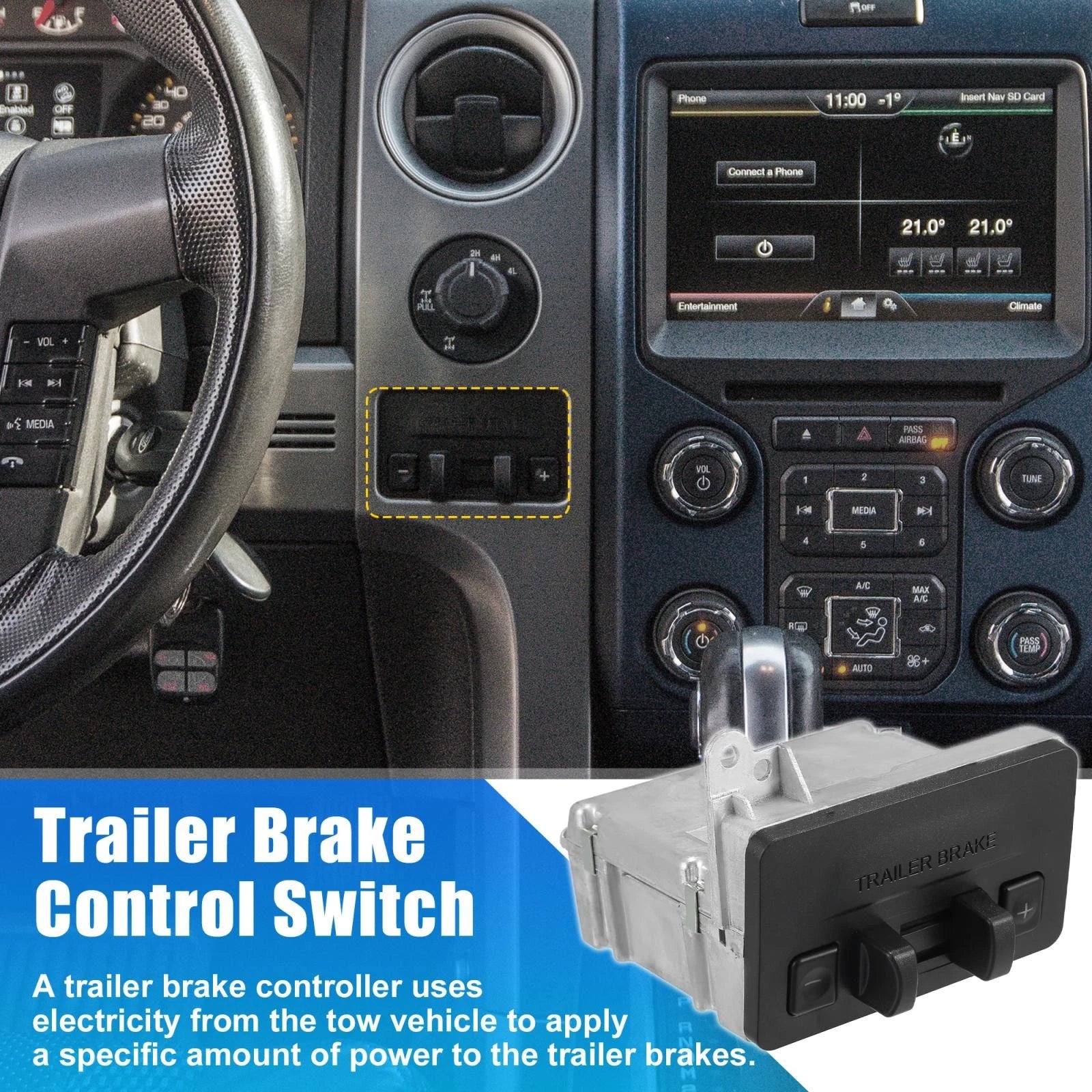 3 Pcs Trailer Brake Control Switch BL3Z-19H332-AA for Ford F-150 (2011–2014)
