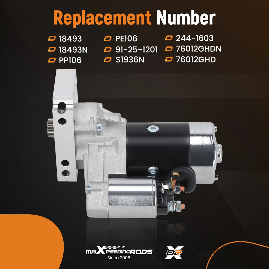 Starter Motor for Chevy SBC 305 350 (Chrome, 3HP, High Torque, 18493)