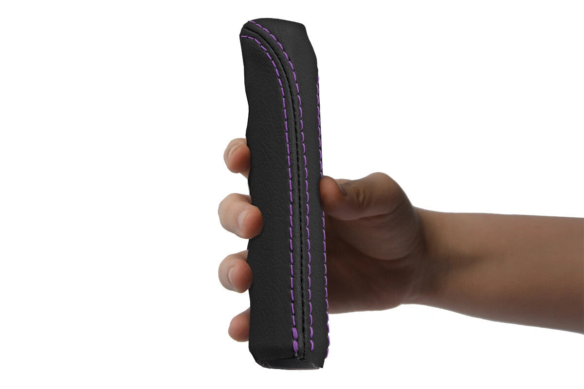 Leather E Brake Boot Cover for BMW E30 (1984–1991) Black Purple Stitch