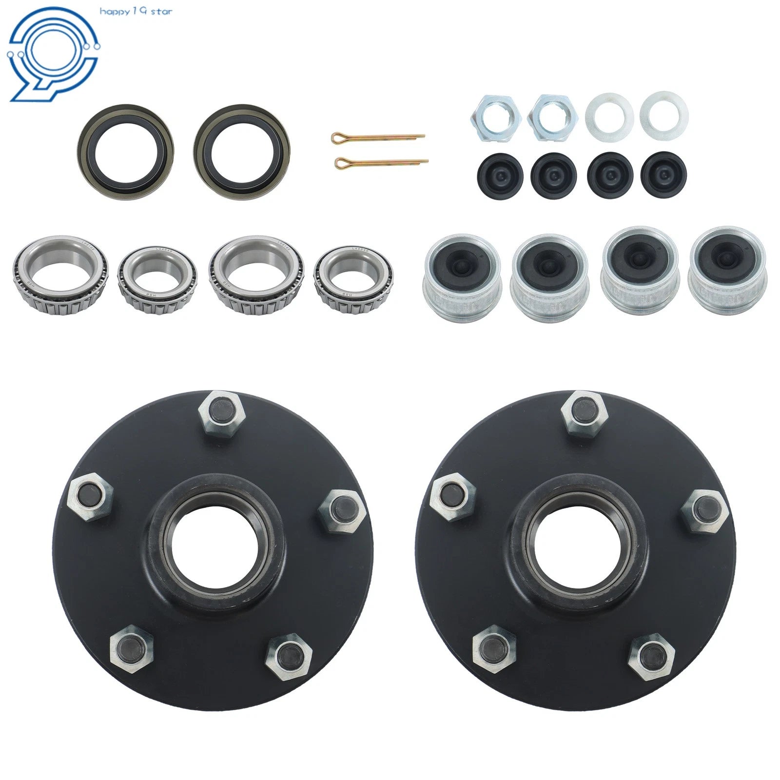 Set of 2 Trailer Hub Kits for 3500 lbs Axle (5 on 5)