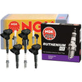 NGK COP Ignition Coils & 4 Ruthenium HX Spark Plugs for Audi allroad (2013–2016)