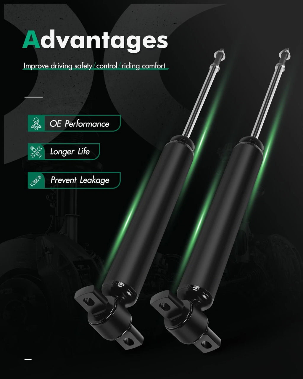 Set of 2 Rear Shock Absorbers for Ford Fusion (2013–2020)