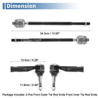 Set of 4 Front Inner Outer Tie Rod End Links for Chevrolet Equinox (2010–2017) No.EV800648