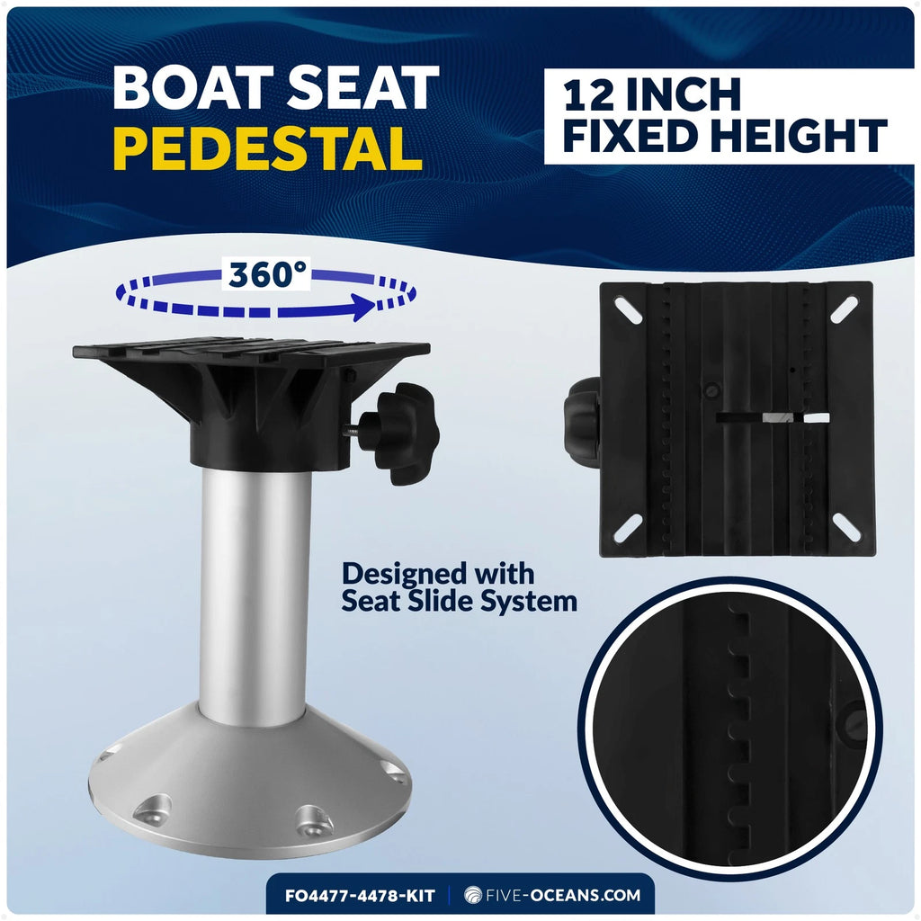 Boat Seat Pedestal and Slide Set for Boat (12" Fixed Height)