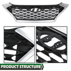 Front Bumper Upper Grille for Hyundai Tucson (2019–2021) with Silver Trim