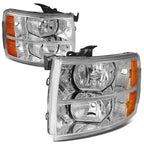 Pair of Chrome Housing Amber Side Headlights for Chevy Silverado (2007–2014)