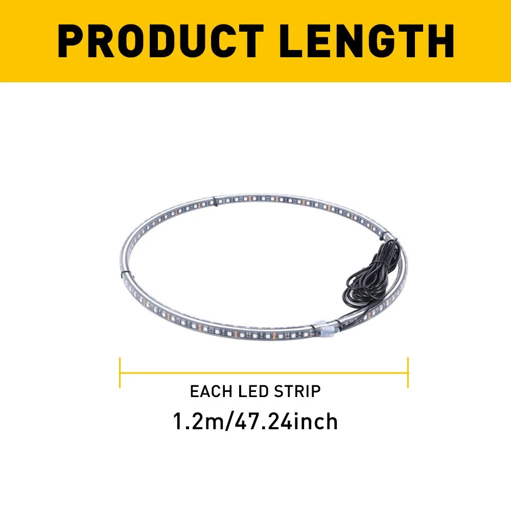 Set of 4 Double Row Wheel LED Ring Lights for Universal Fit
