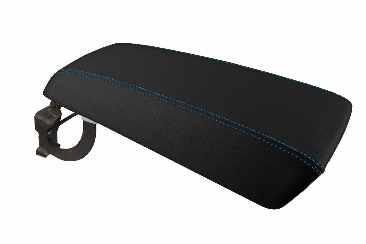 Leather Console Lid Armrest Cover for Ford Edge (2011–2020) Blue Stitch