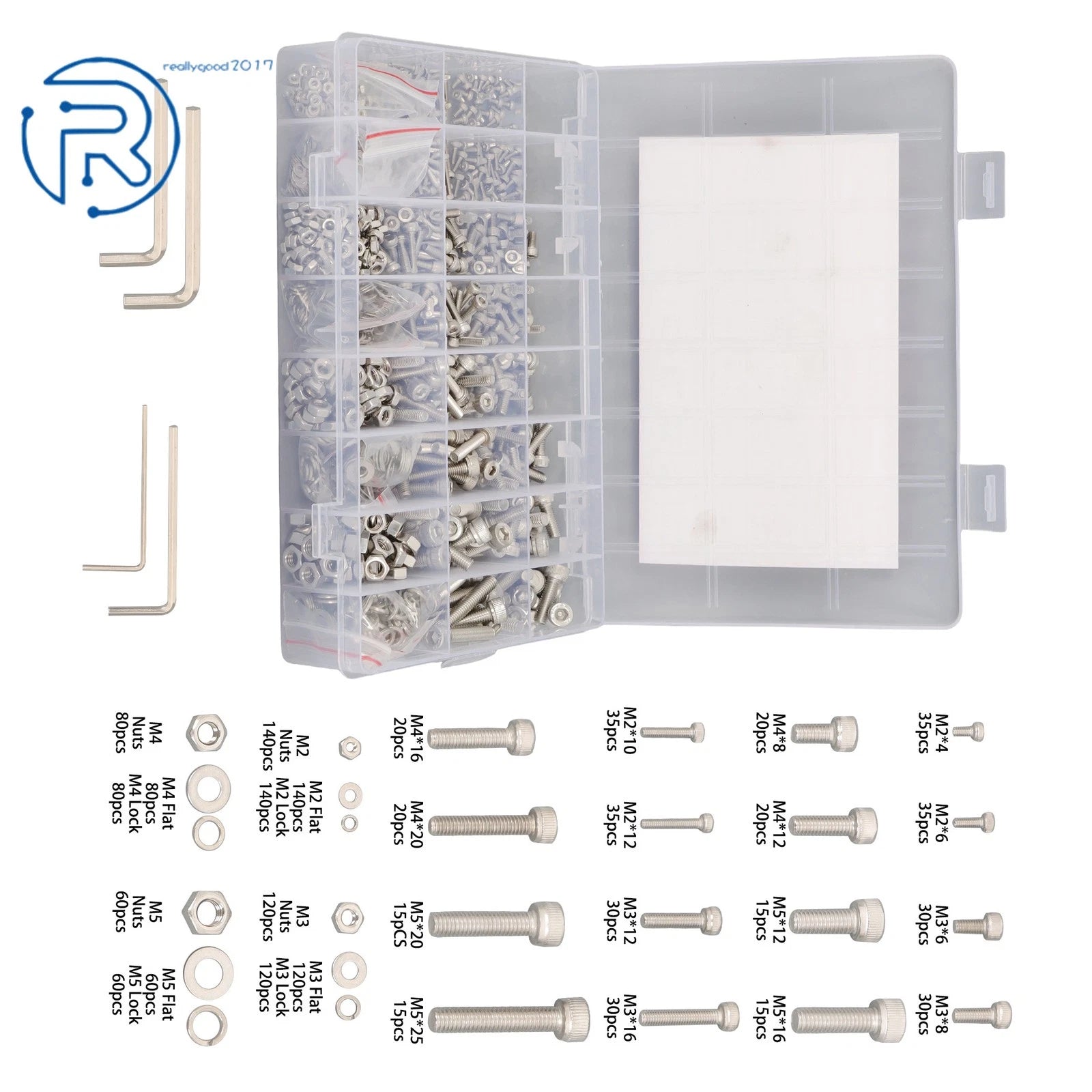 Set of 16 Metric Screw and Bolt Kits for M2 M3 M4 M5