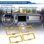 Set of 4 Air Condition Outlet Vent Trim Cover Frame for Ford Bronco (2021–2024) Yellow