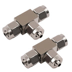 Pair Stainless Steel Tee Pneumatic Air Pipe Quick Fitting Connector