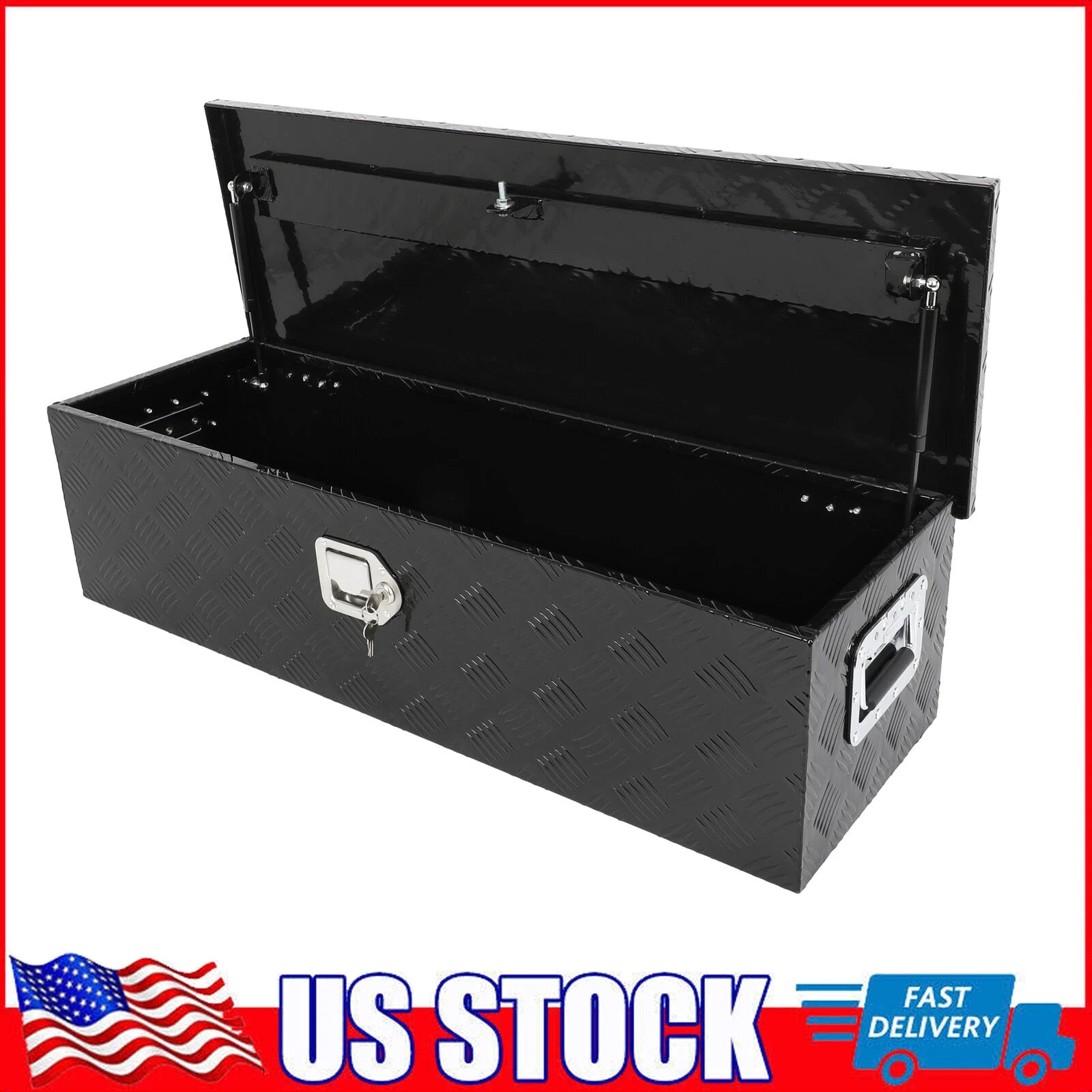 39" Black Aluminum Pickup Truck Tool Box Storage