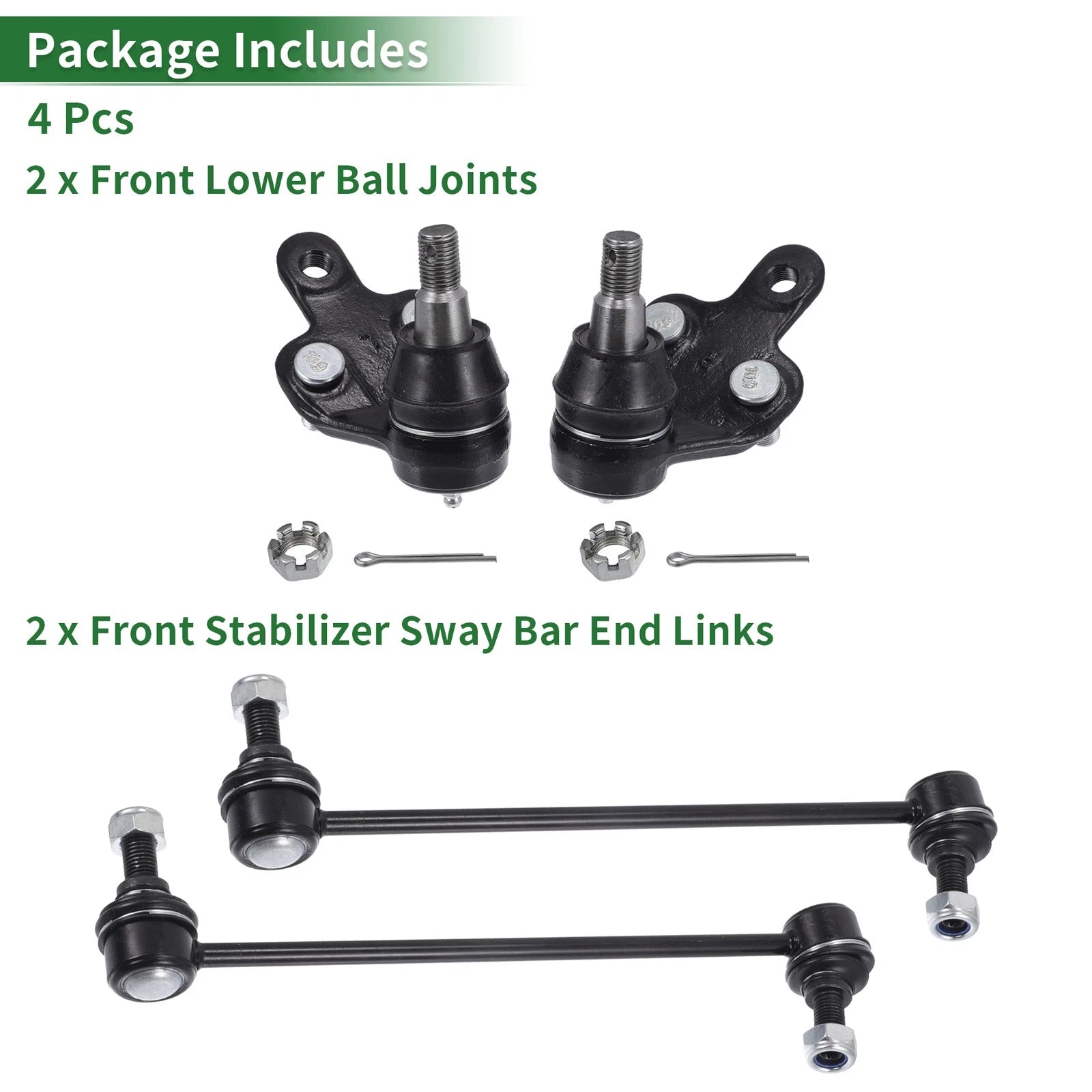 Set of 4 Front Suspension Kit Sway Bar Link Ball Joint for Toyota Sienna  No.K90346