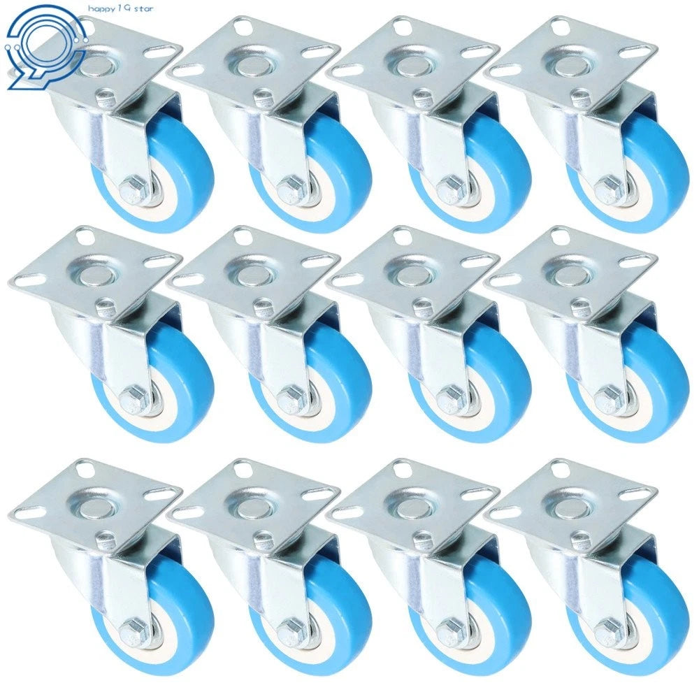 12 Piece 2" Swivel Caster Wheels with Polyurethane and Double Ball Bearing