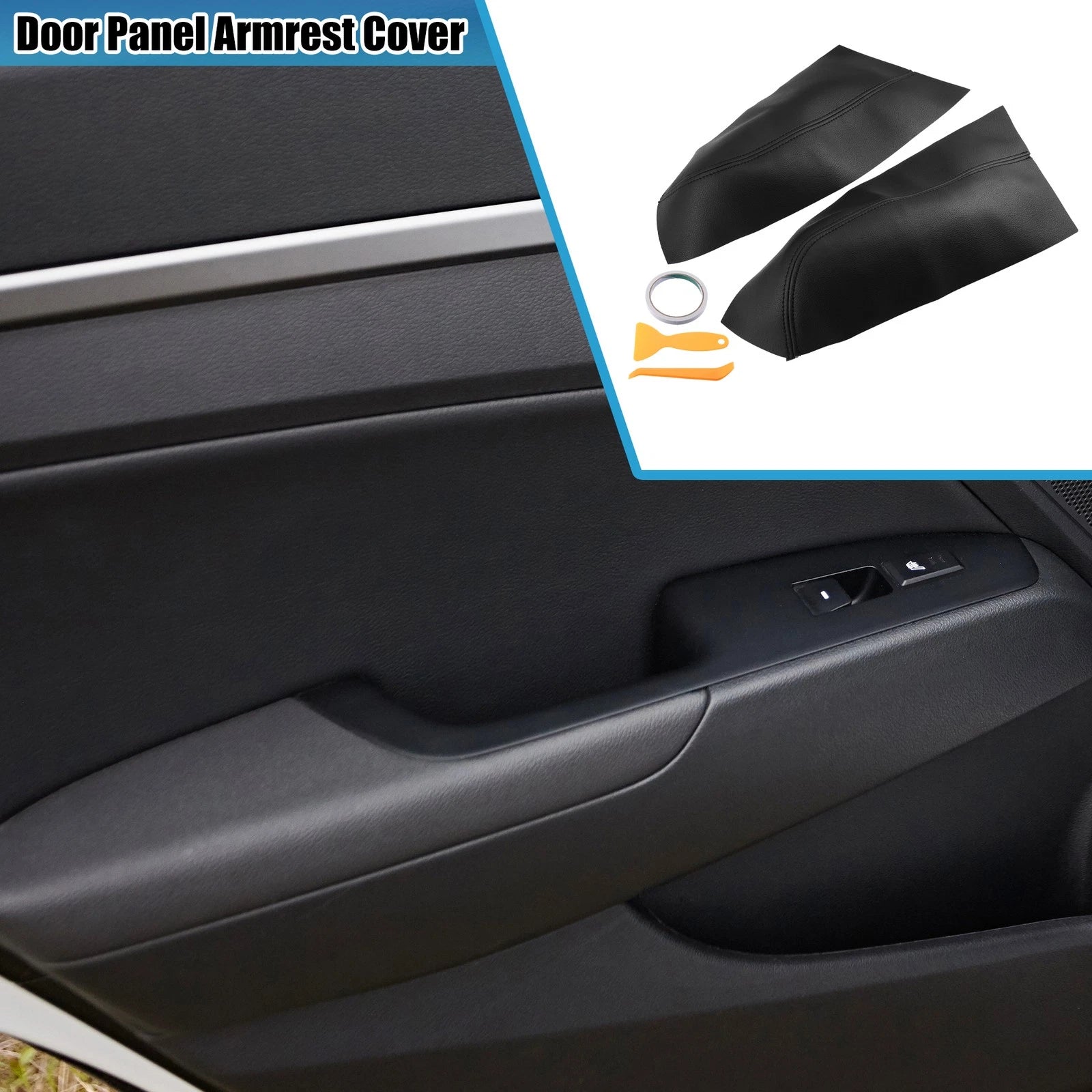 Set of 2 Rear Door Panel Armrest Covers for Honda Pilot (2009–2015) Black