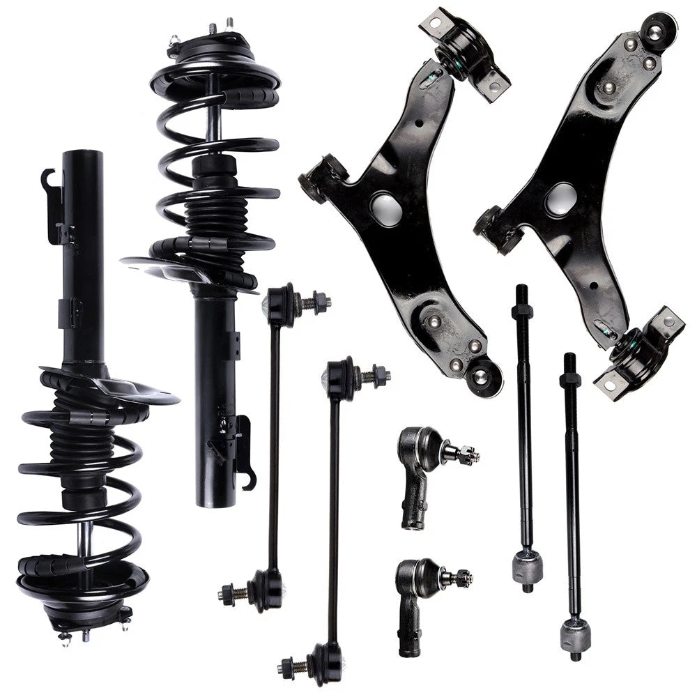 Set of 10 Front Struts Control Arms Sway Bars Tie Rods for Ford Focus (2008)