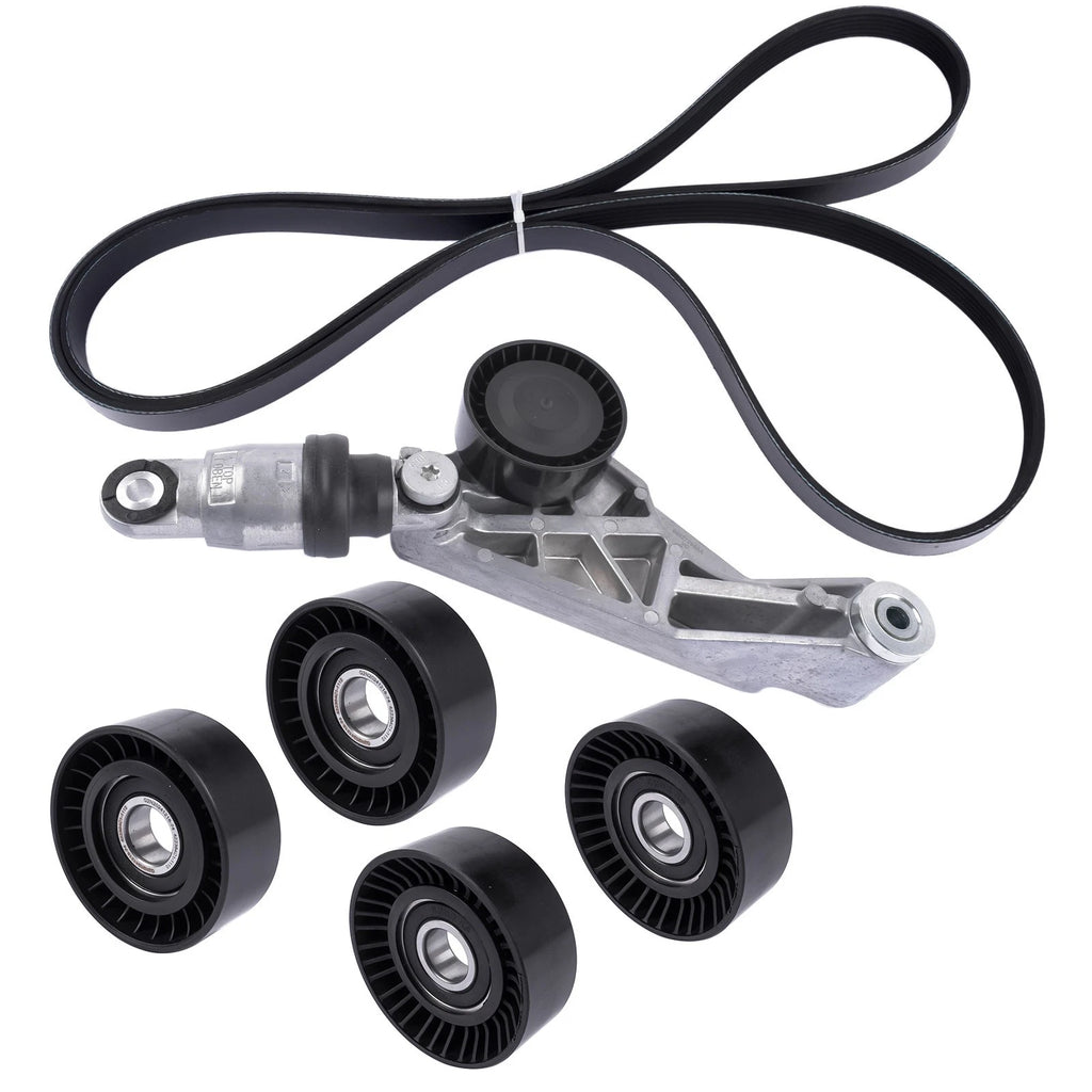 6Pcs Drive Belt Kit with Tensioner & Idler Pulleys for Jeep Wrangler JK (2012–2018)