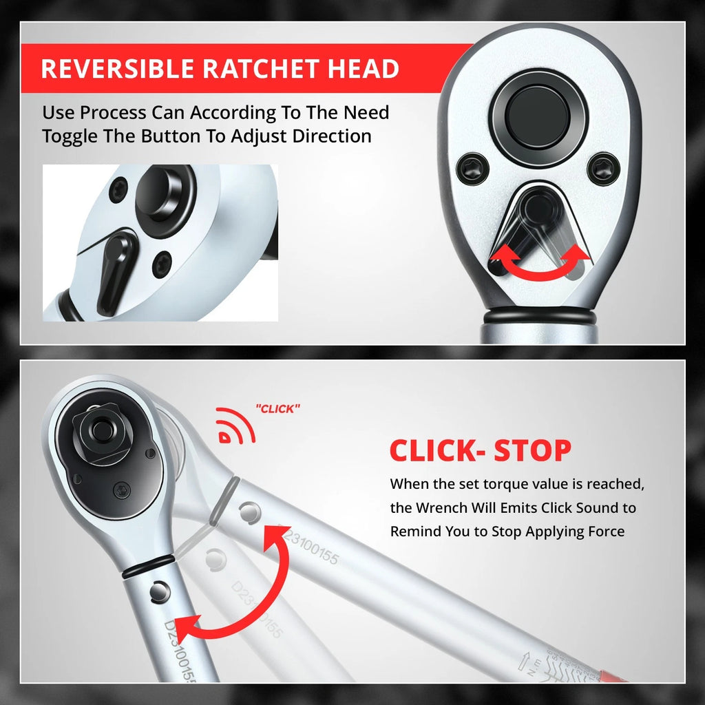 Adjustable Click Torque Wrench 5-45 In-Lb for Mechanic (1/2")
