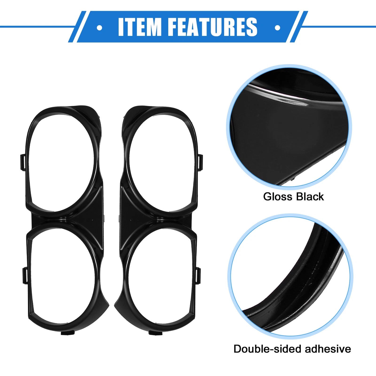 1 Pair Headlight Trim Rings for Dodge Challenger (Black) (703820285786)