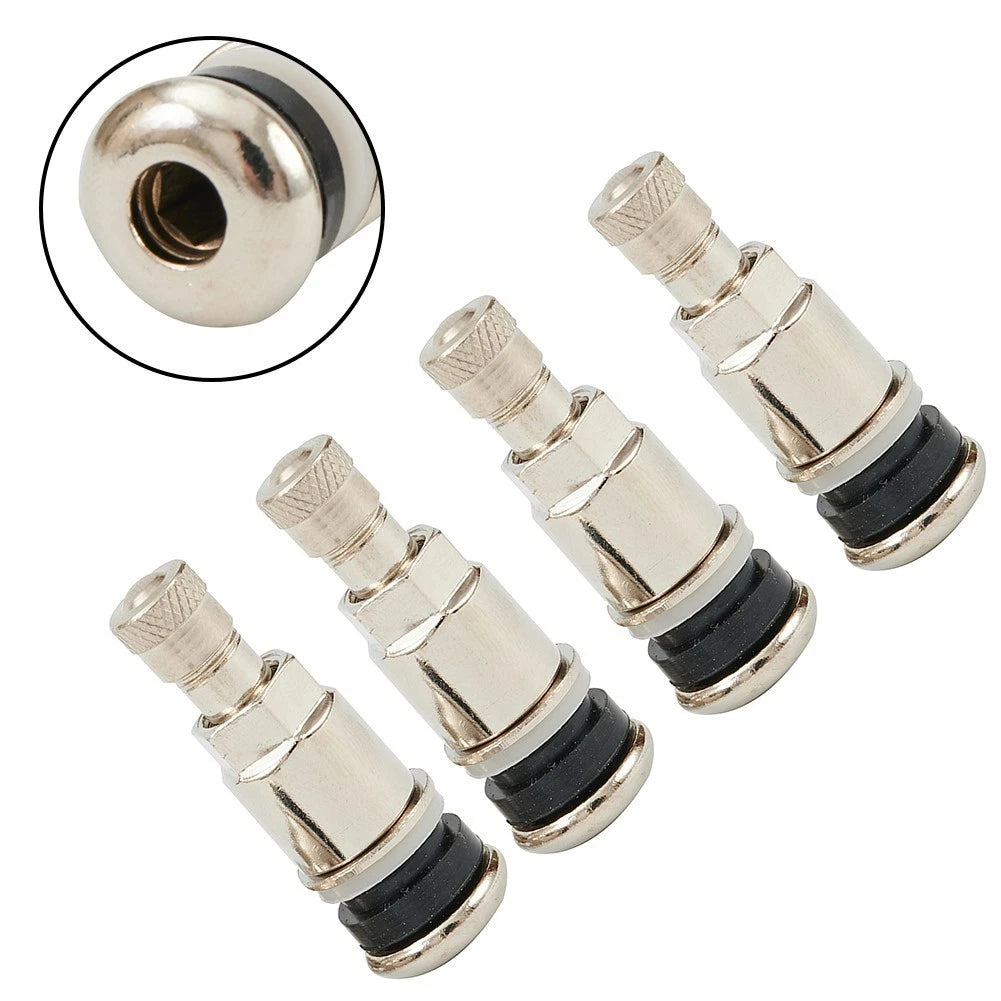 Set of 4 Metal Valve Stems for Car Van Tyres (11.3MM Hole)