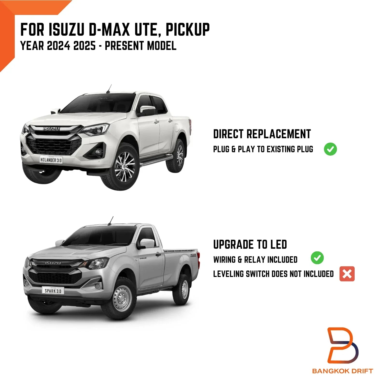 LED Projector Headlight DRL Welcome Lamp for Isuzu D-Max (2024-2026)