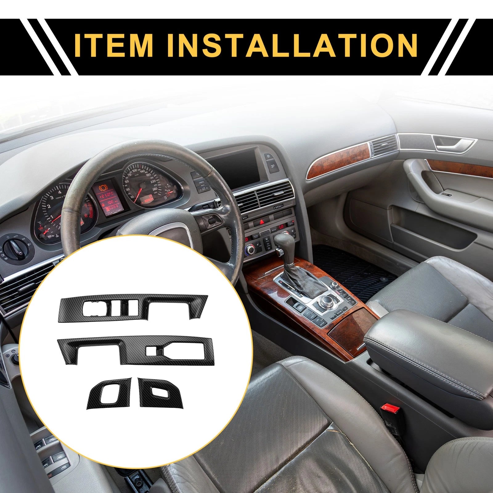 Set of 1 Master Power Window Switch Cover Trim for Ford F-150 (2021–2024) Black