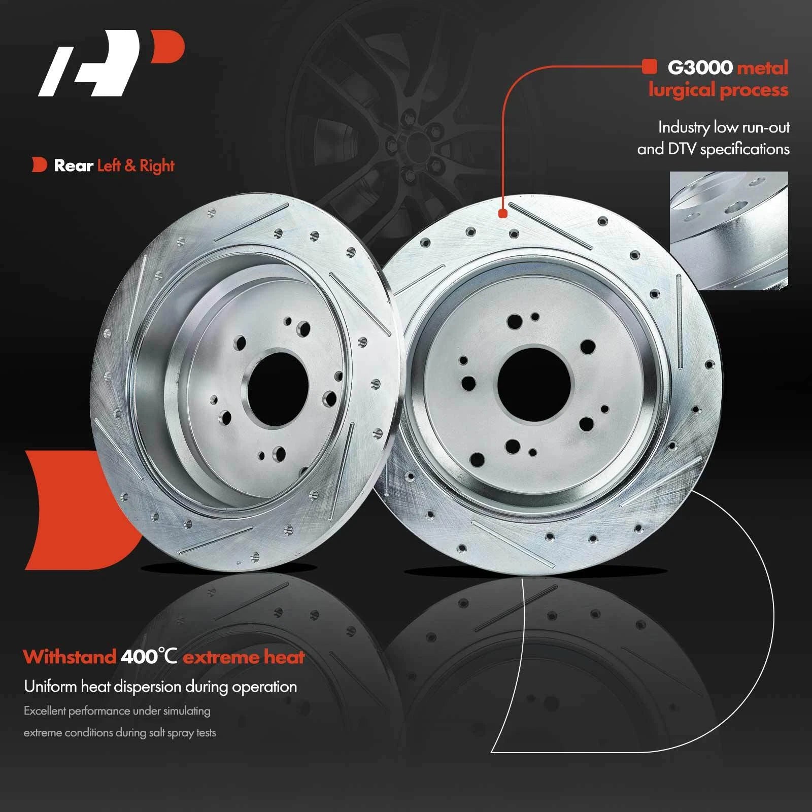 Rear Drilled Brake Rotors & Ceramic Pads for Honda Odyssey (2002–2004)