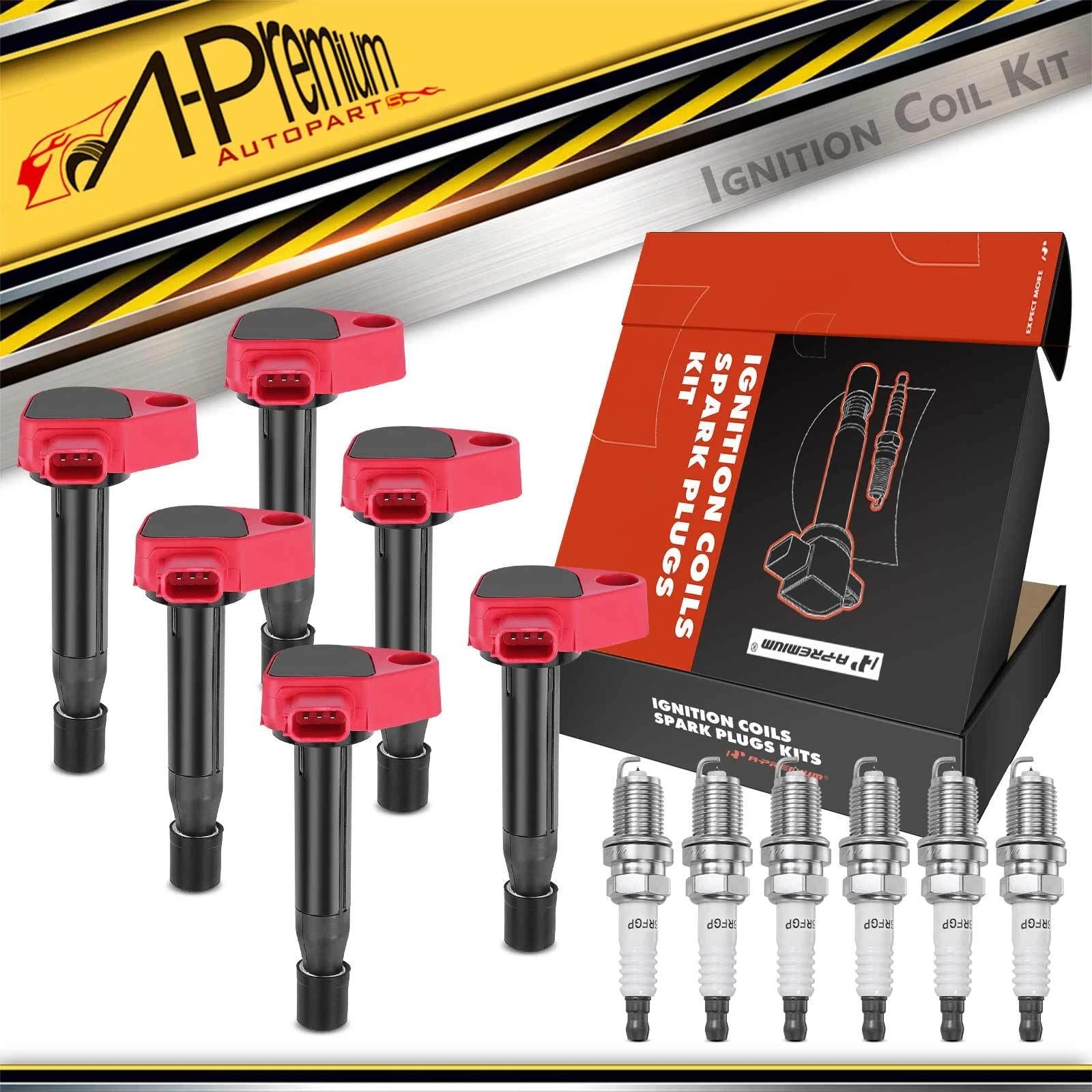 Set of 6 Ignition Coils & 6 Iridium Spark Plugs for Honda Accord Acura TL