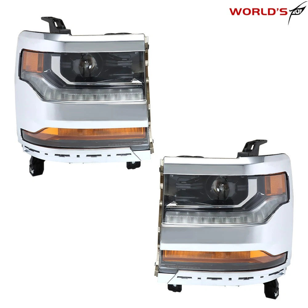 Set of 2 Headlights for Chevy Silverado 1500 (2016–2018) HID/Xenon LED DRL