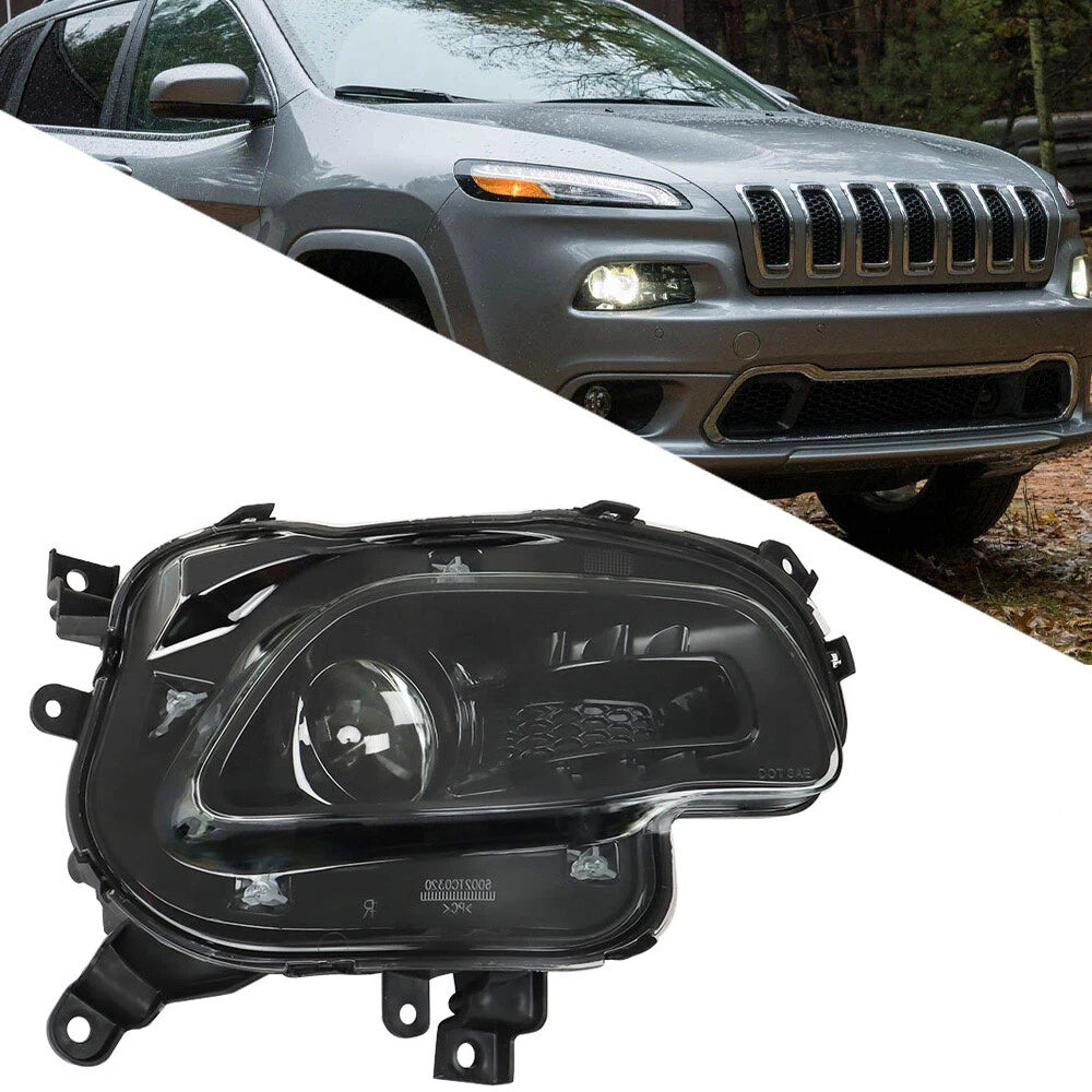Right Side Black Halogen Projector Headlight for Jeep Cherokee (2014â2018)