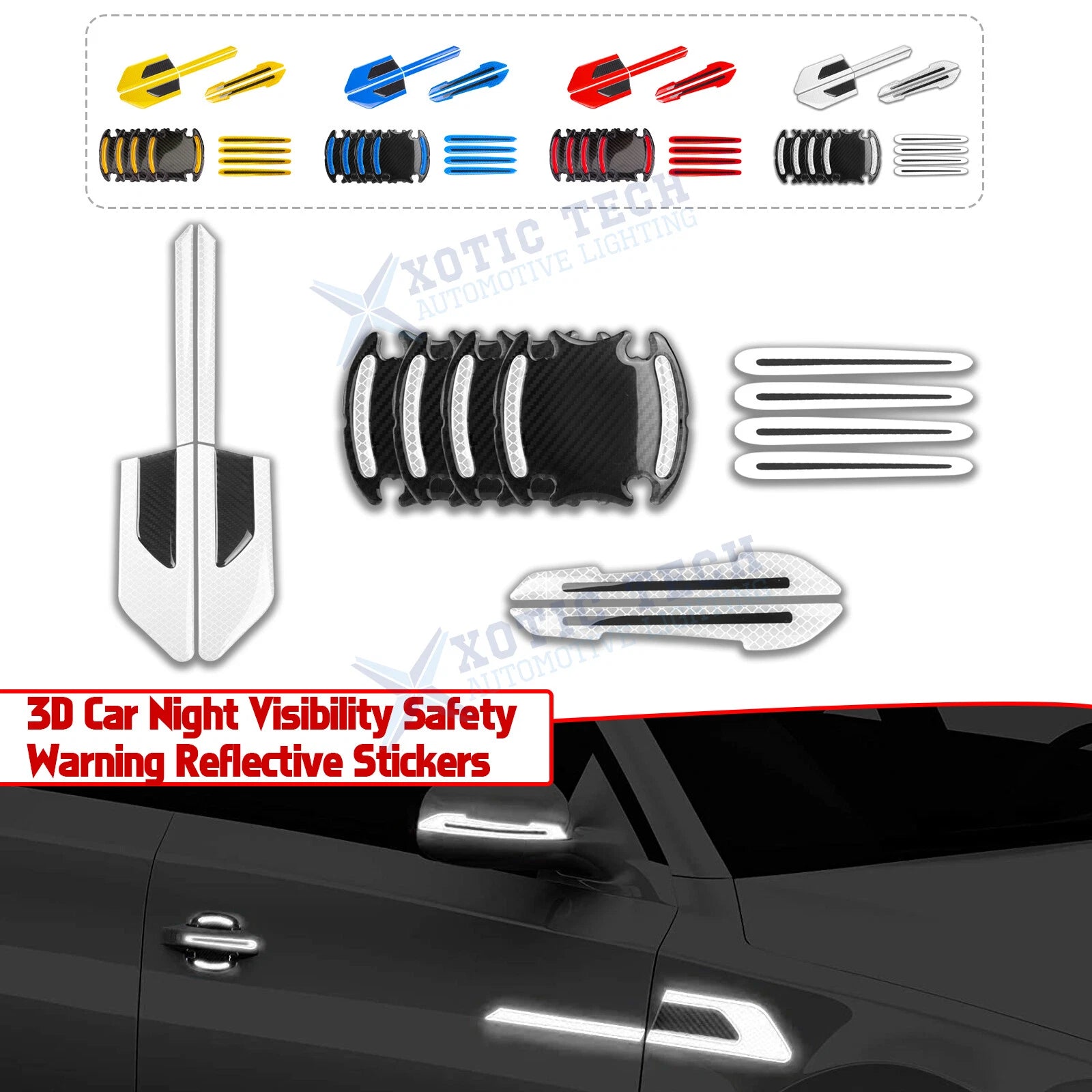 3D Strong Reflective Strip Stickers for Universal Car SUV Door Markers (3D)