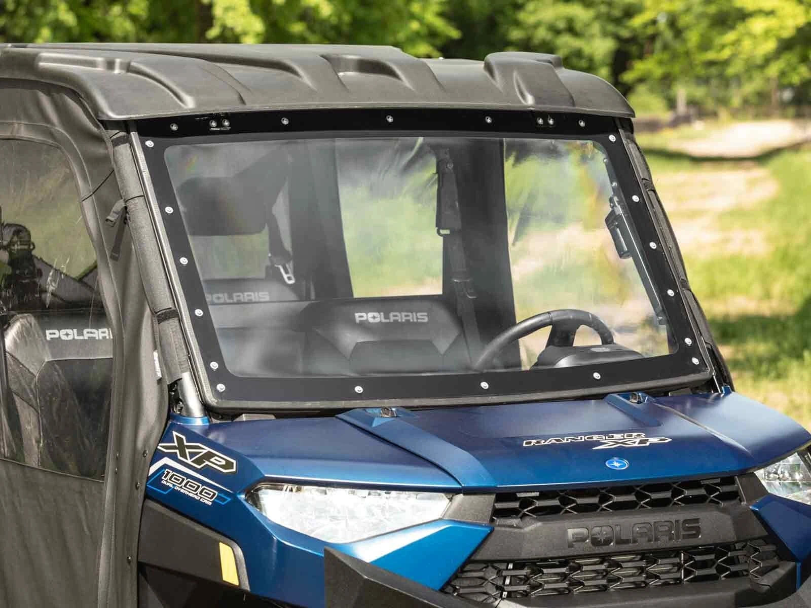 SuperATV powered flip windshield for Polaris Ranger XP 1000 / 900 / 570 (2015–2023)