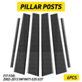 Carbon Fiber Pillar Posts Door Trim Window Cover for Infiniti G35 G37 (2002–2013)