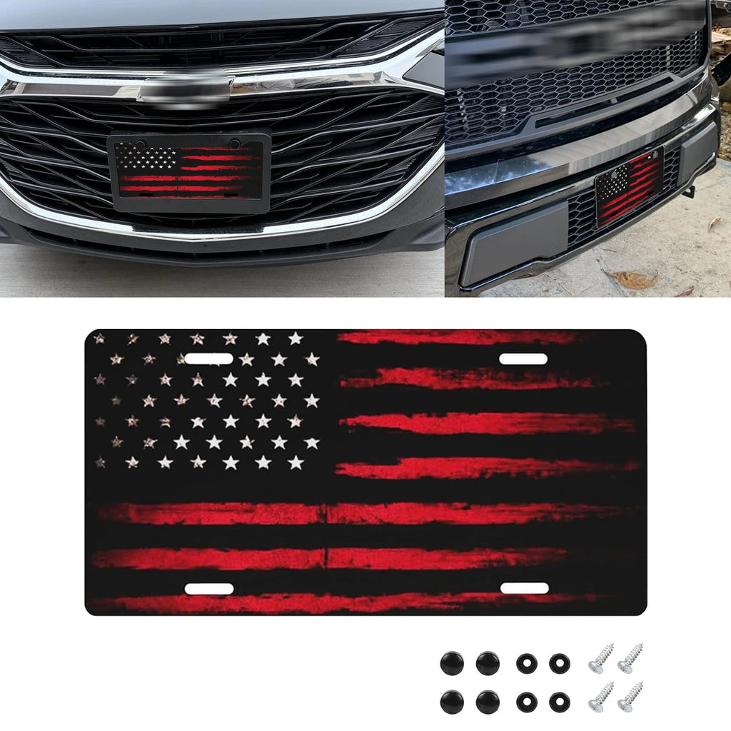 Vintage American Front Flag License Plate Vanity Gift for Universal Use (—)