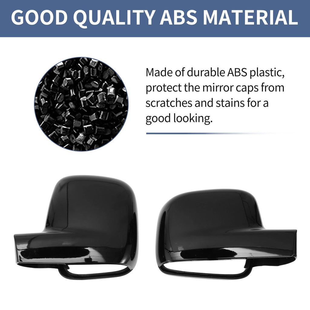 Mirror Cover Cap Set of 2 Gloss Black for Volkswagen Transporter 