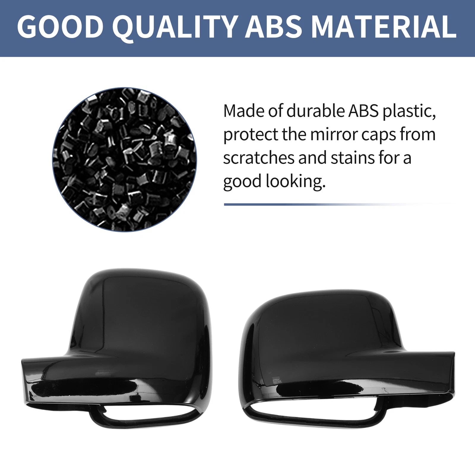 Mirror Cover Cap Set of 2 Gloss Black for Volkswagen Transporter 
