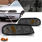 Smoked Housing Amber Corner Signal Headlight Lamps Pair for Chevy Impala (2000–2005)