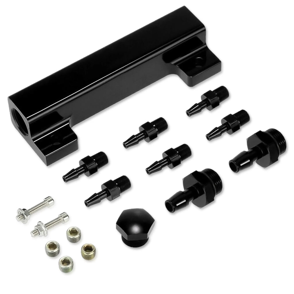 6 Port Aluminum Alloy Vacuum Manifold Kit for Turbo Boost Block (Black)